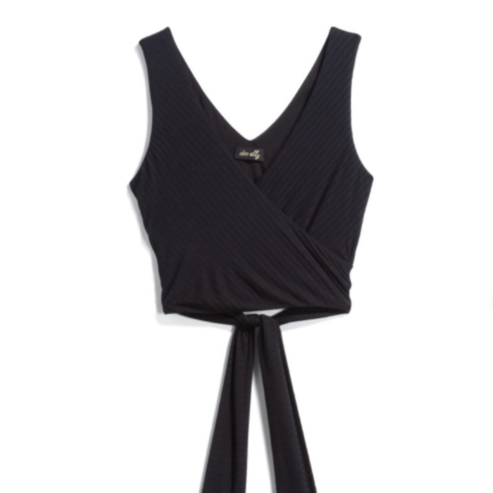 Dee Elly Randi Ribbed Black Crop Top
